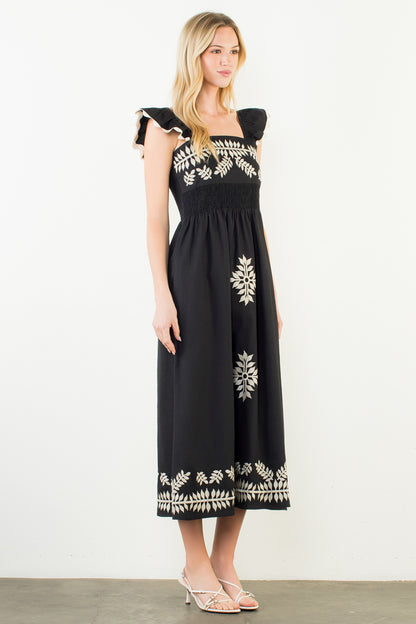 Allende Embroidered Midi Dress