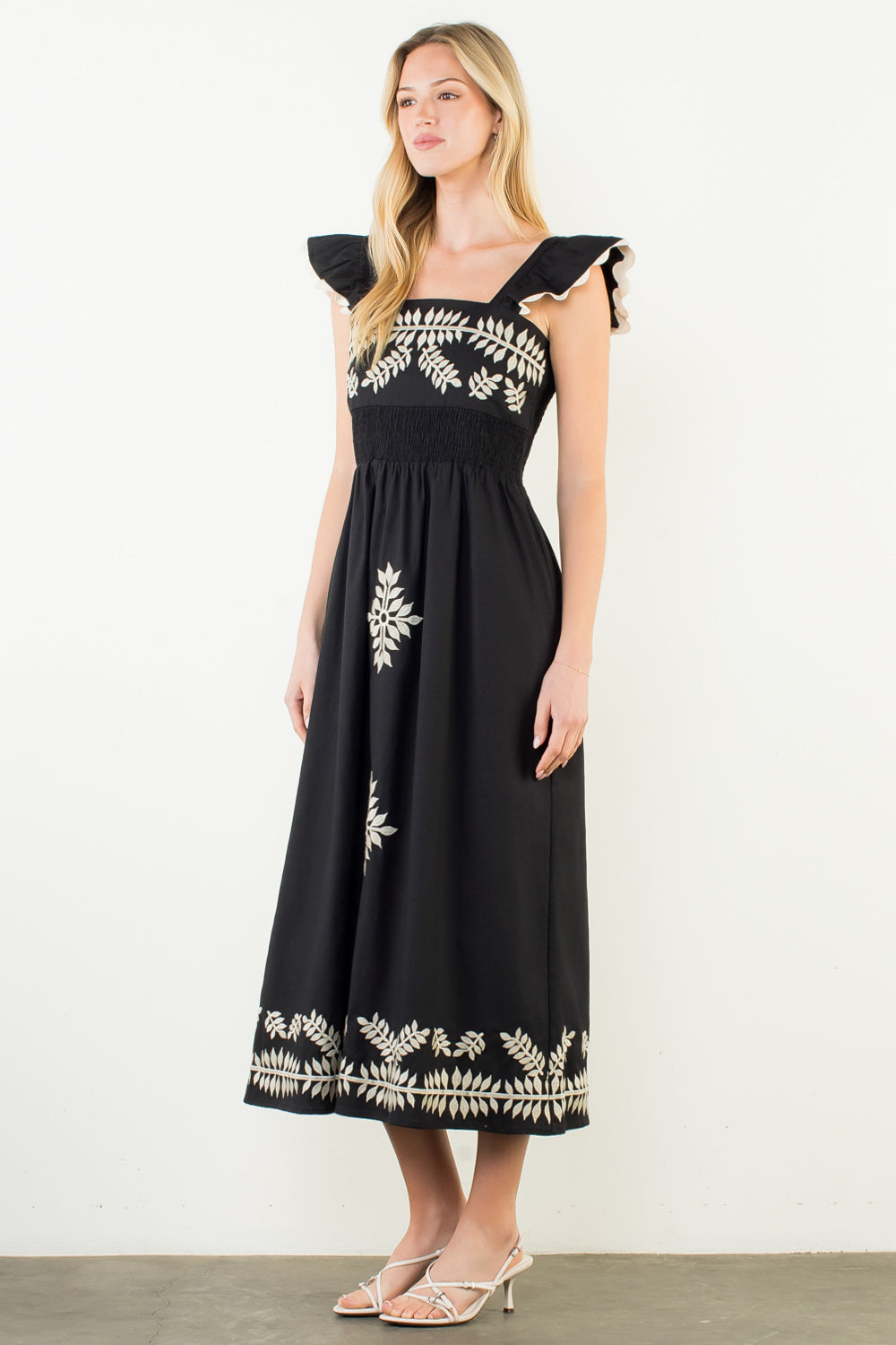 Allende Embroidered Midi Dress
