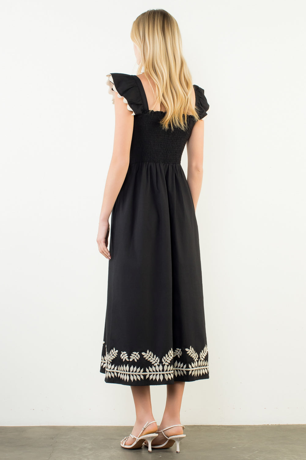 Allende Embroidered Midi Dress
