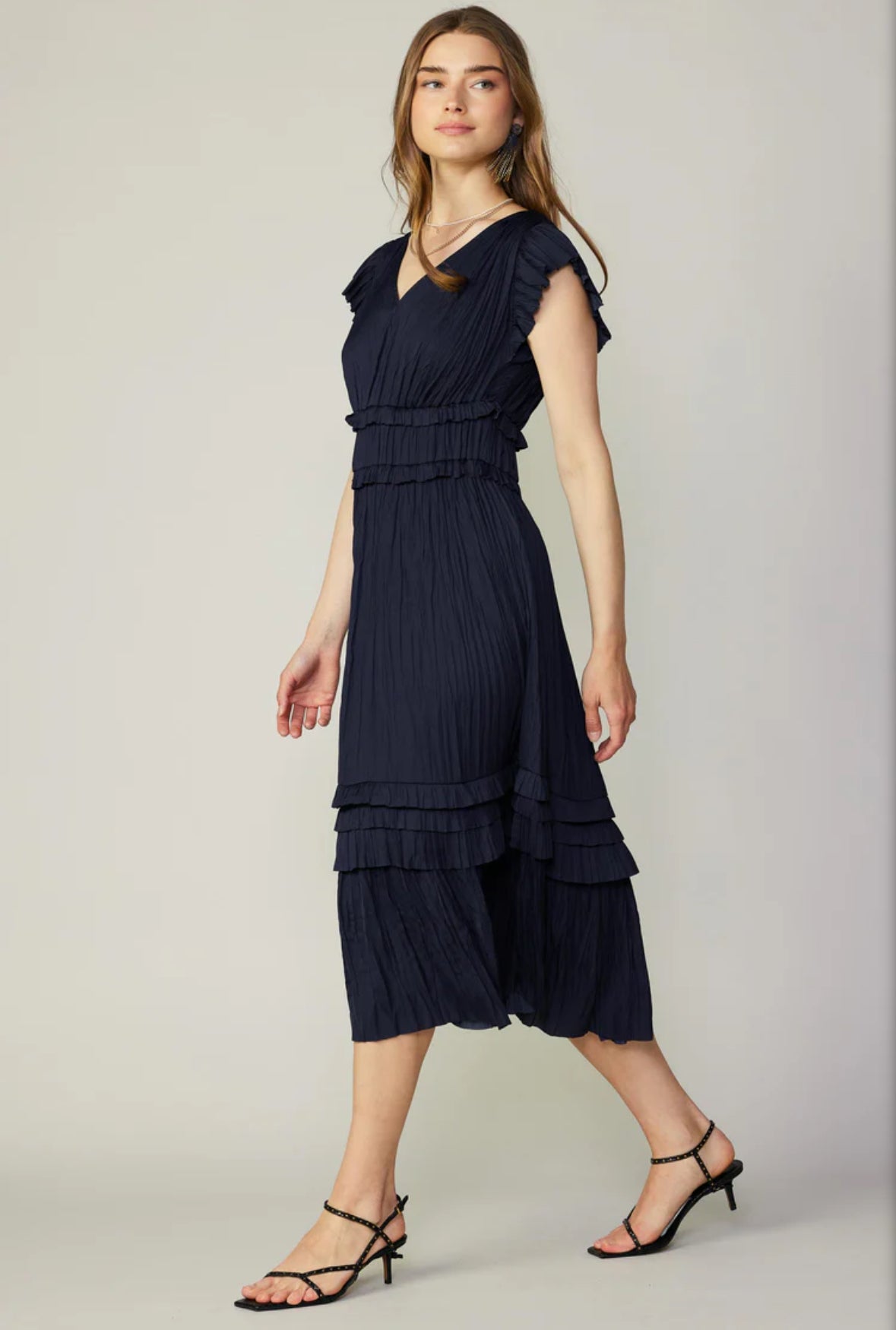 Sereia Pleated Midi Dress | Dark Navy