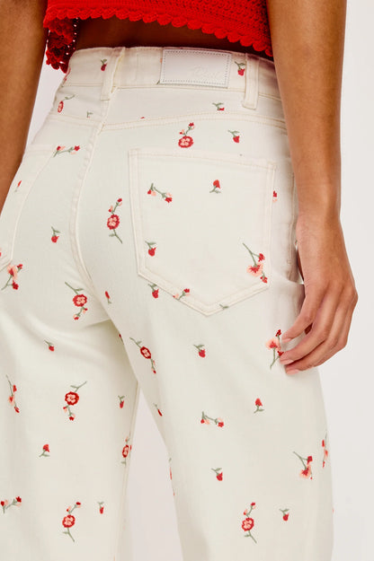 Getty Crop Wide Leg - Ecru Romantic Floral