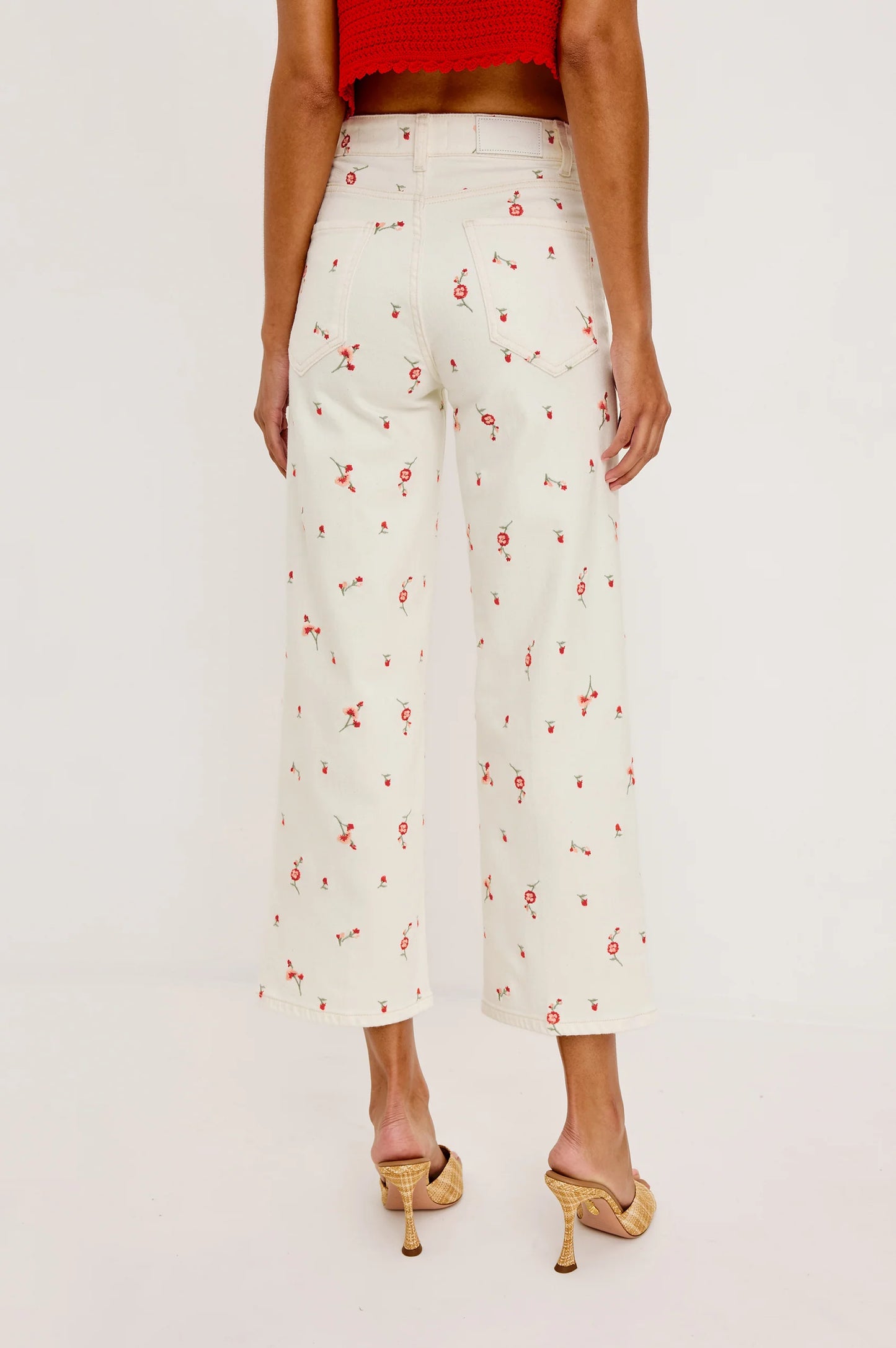 Getty Crop Wide Leg - Ecru Romantic Floral