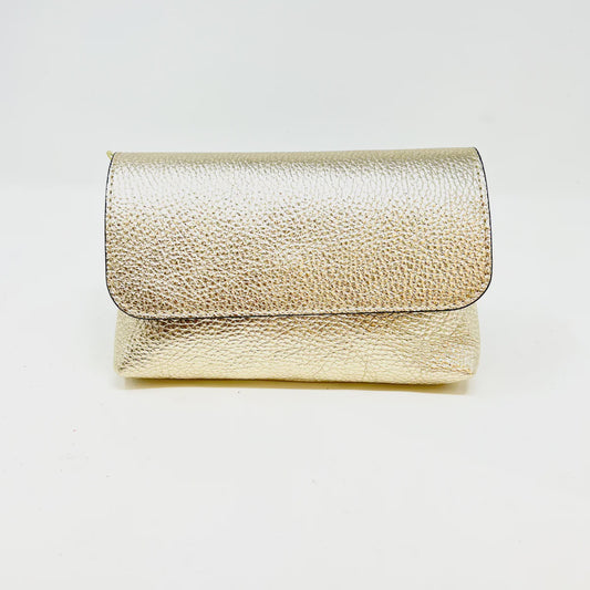 Leather Crossbody Clutch - Gold