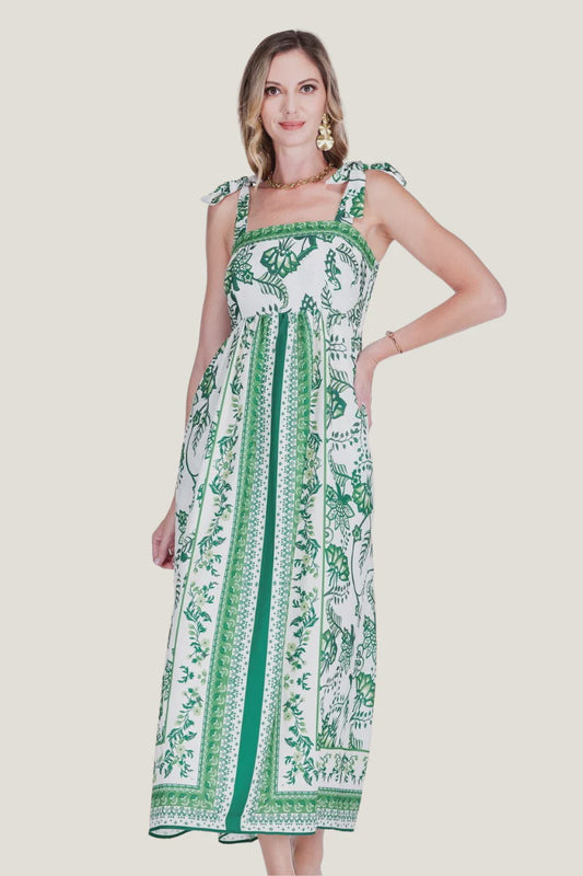 Jade Garden Border Midi Dress