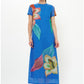 Short Sleeve Shift Maxi - Hibiscus Blue