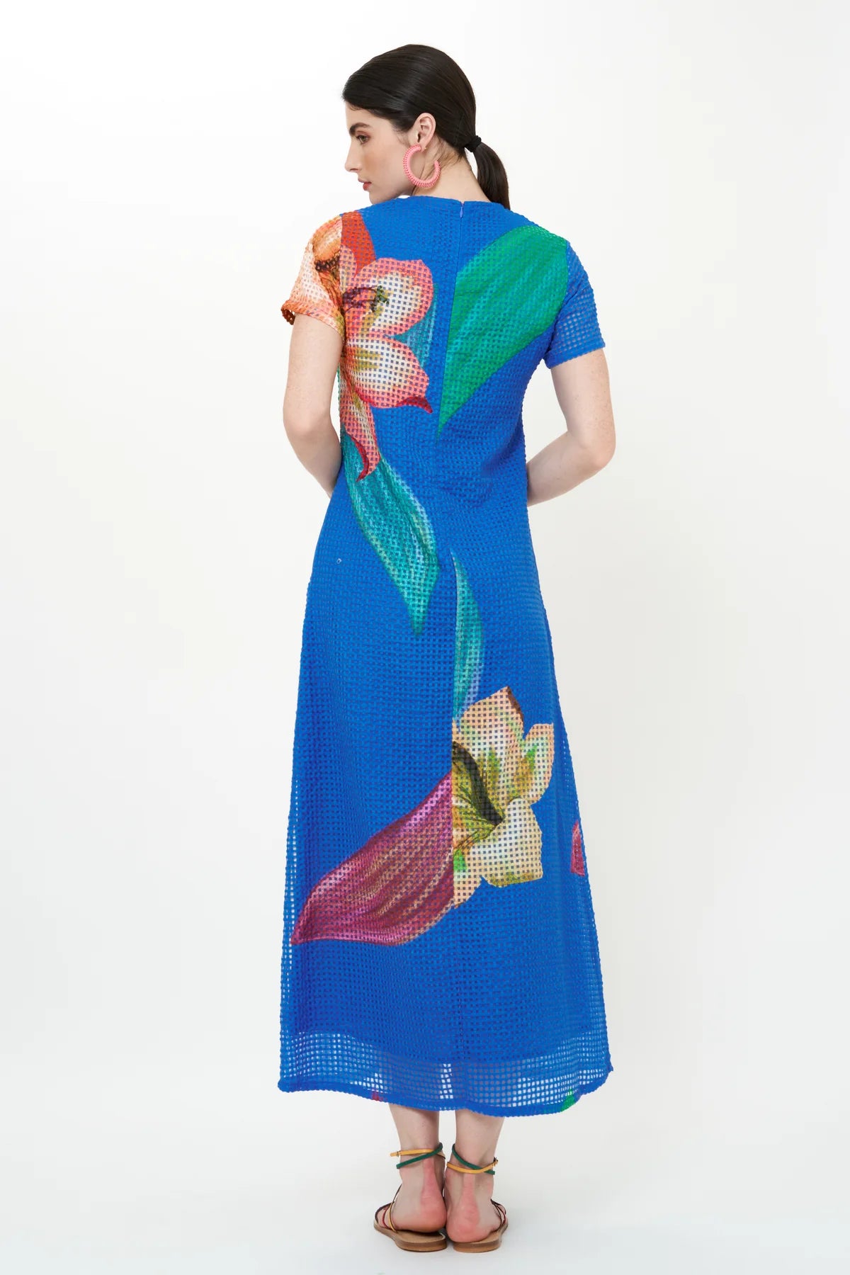 Short Sleeve Shift Maxi - Hibiscus Blue