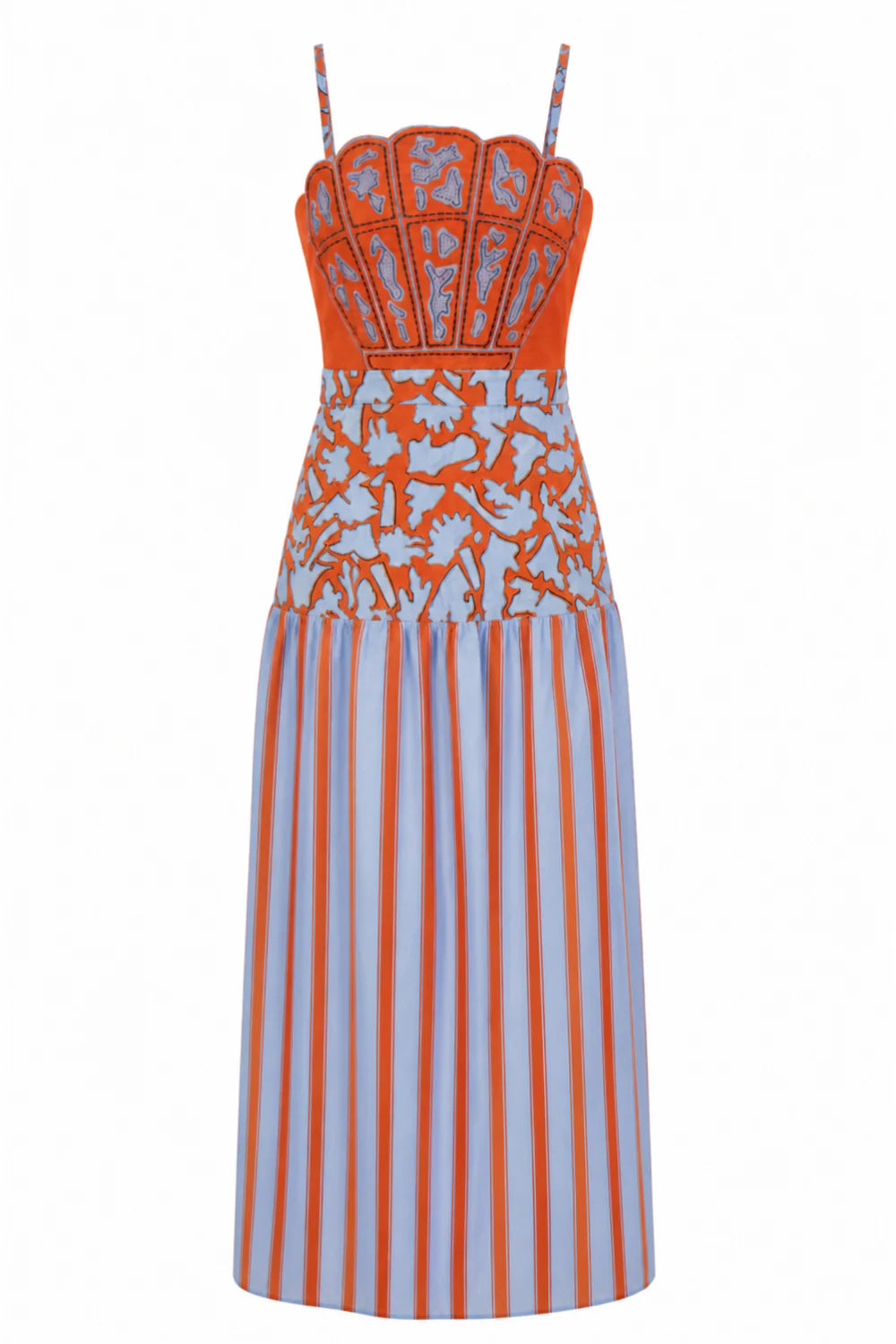 Hunter Coral Vine Stripe Midi Dress