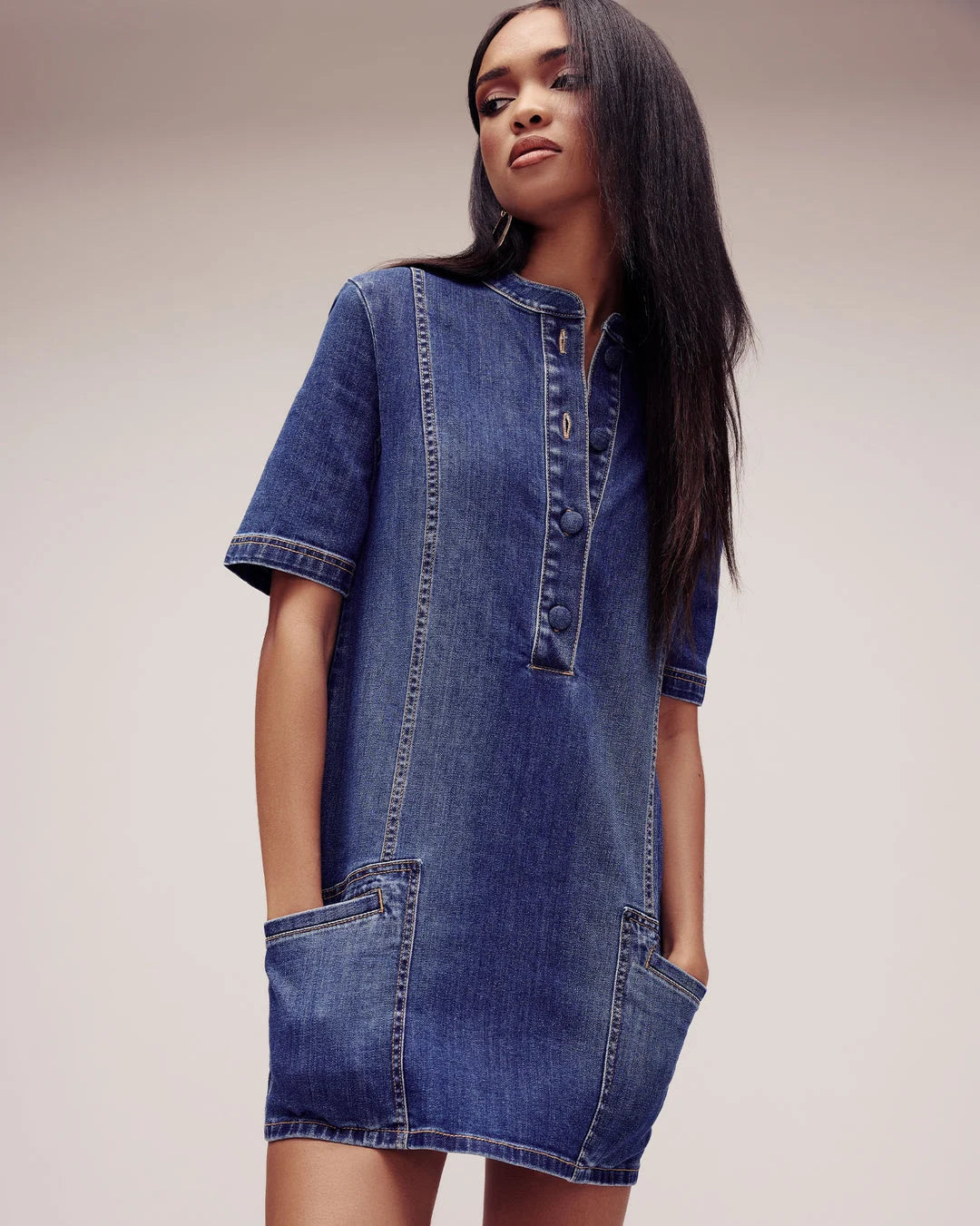 Skylar Dress - Medium Wash Denim