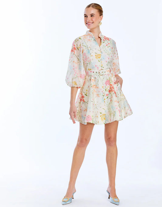 Valencia Mini Dress - Ivory/Floral