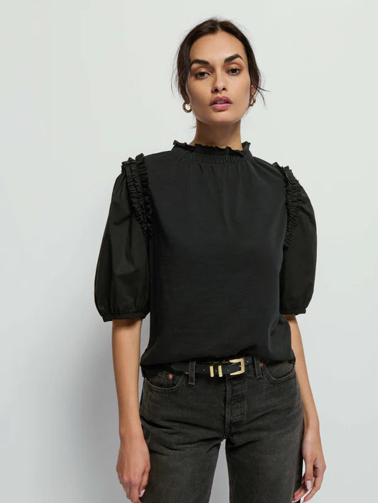 Roya Ruched Top-Jet Black