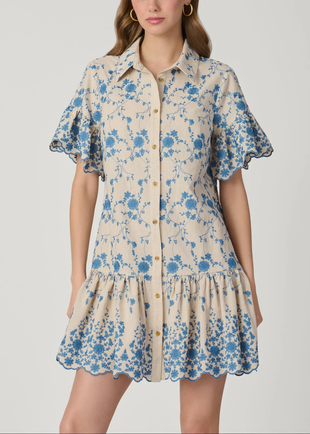 Lima Dress - Flax/Powder Blue