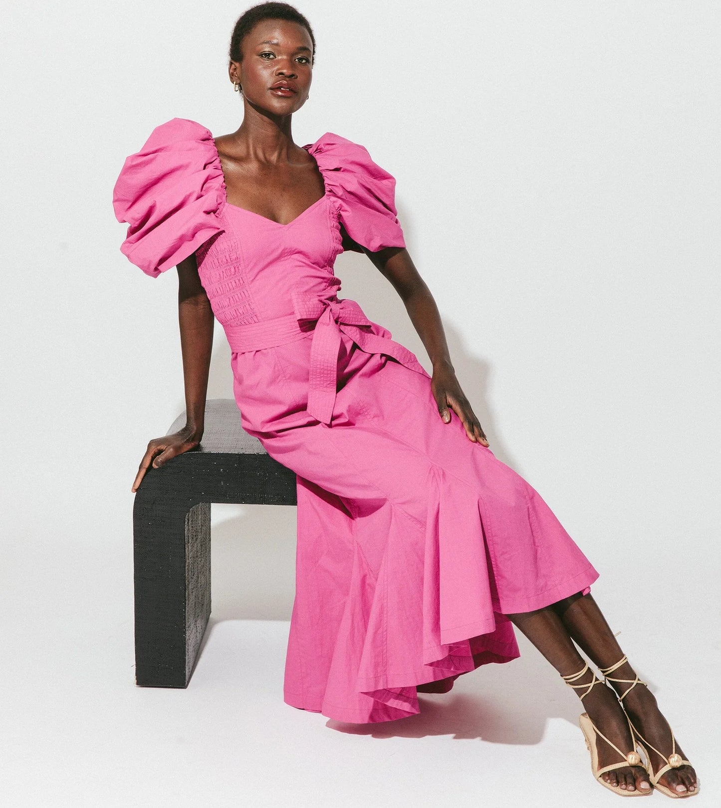 Malina Midi Dress-Bright Pink