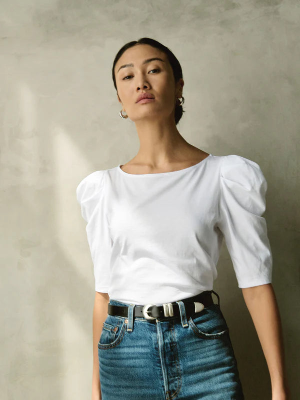 Emery Boat Neck Top - White