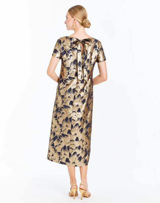 Adria Midi Dress - Navy/Gold