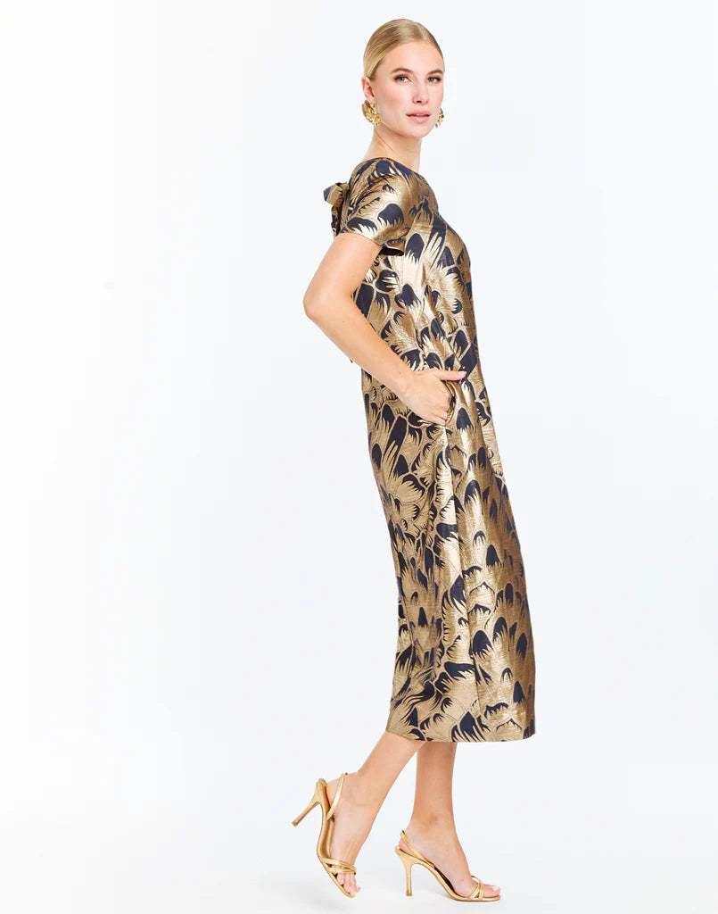 Adria Midi Dress - Navy/Gold