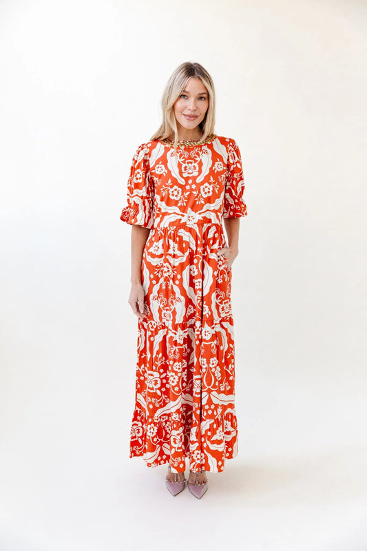 Michola Dress - Pumpkin Brocade