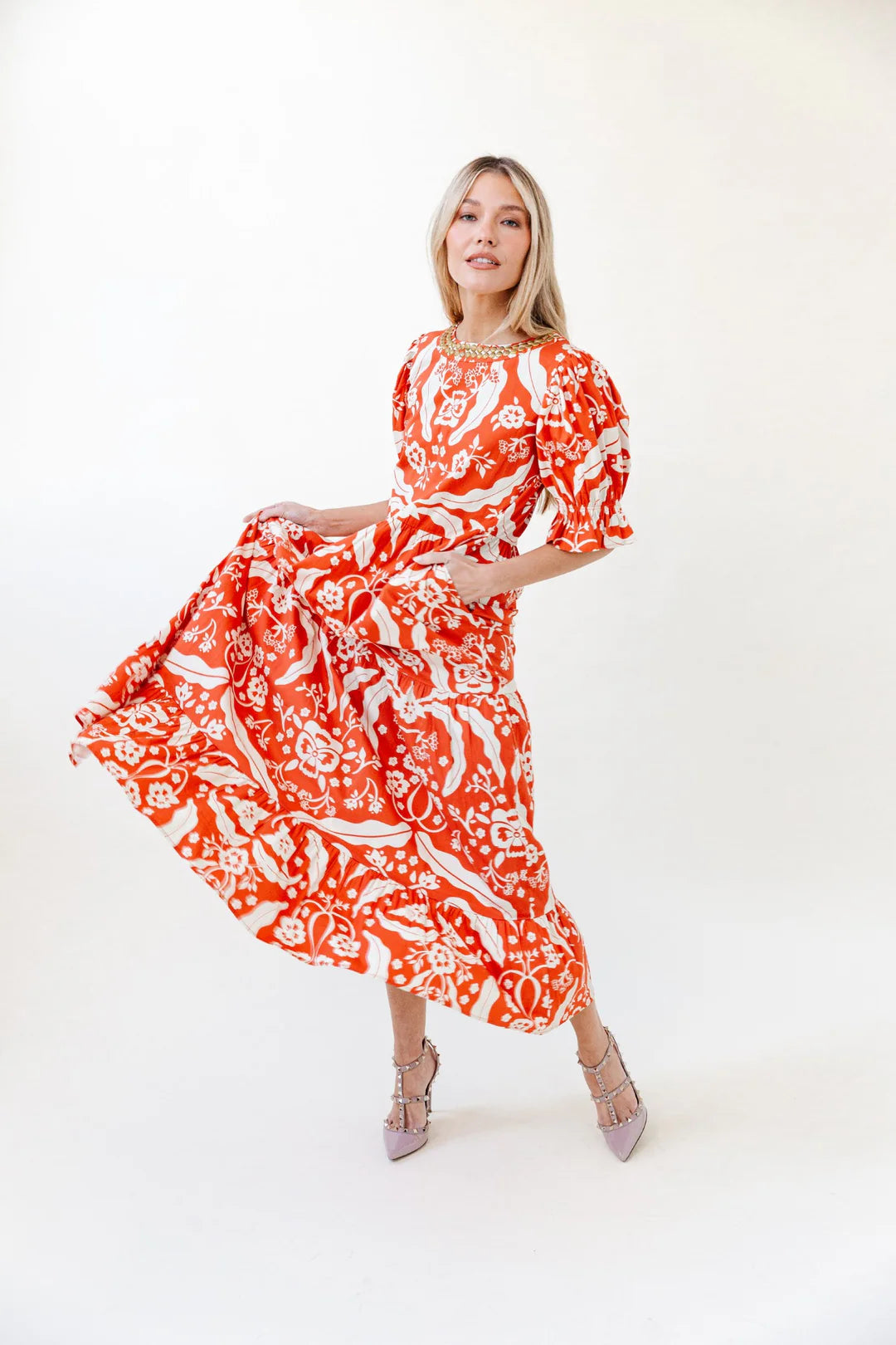 Michola Dress - Pumpkin Brocade