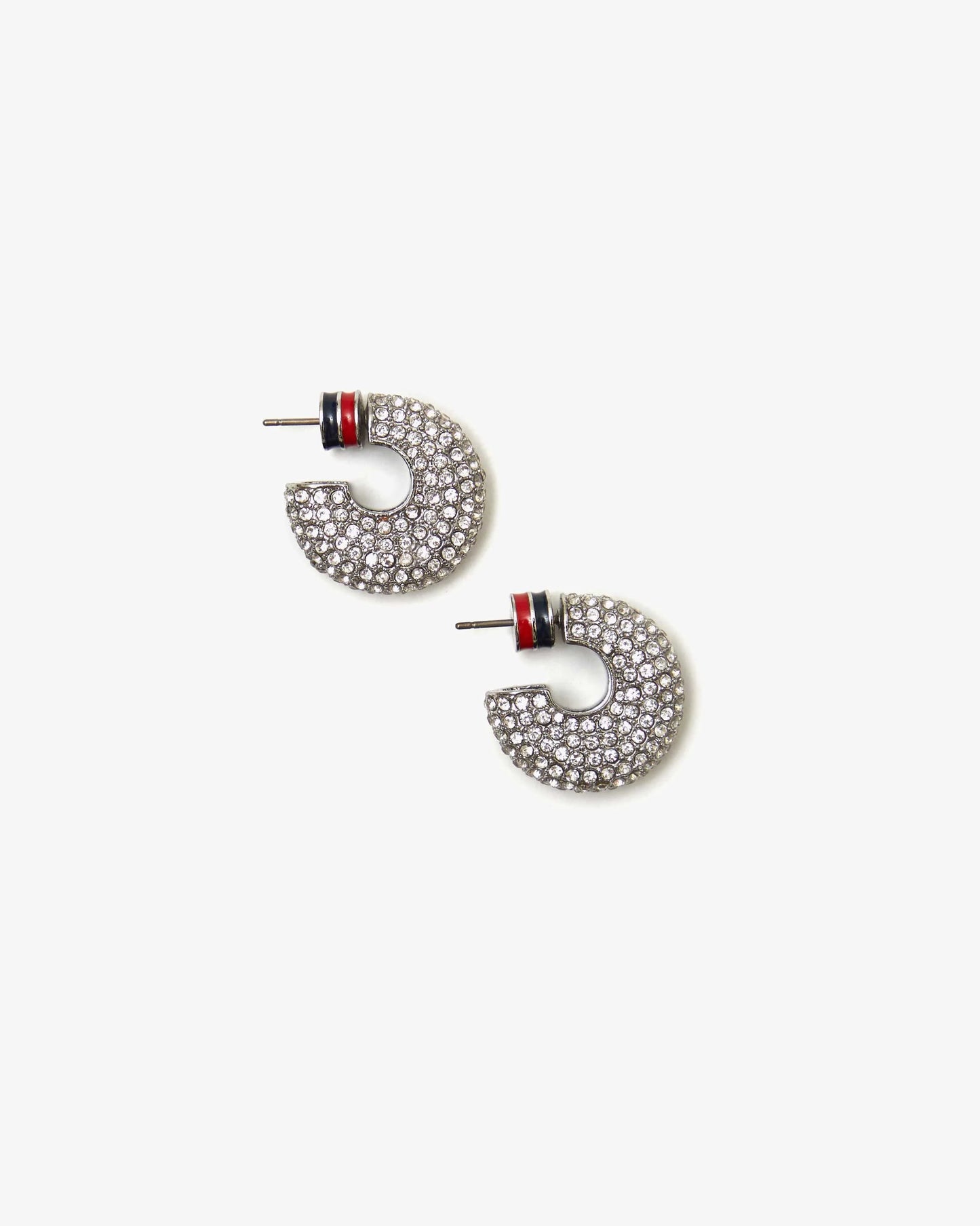 Le Hoop Pave Earrings - Clear/ Rhodium