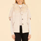 Faux Fur Collar Structured Cardigan - Creme