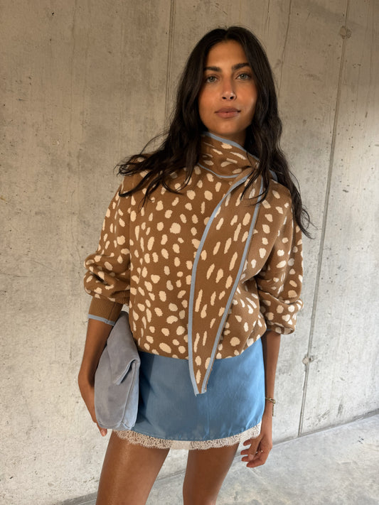 Tan Deer Scarf Jumper