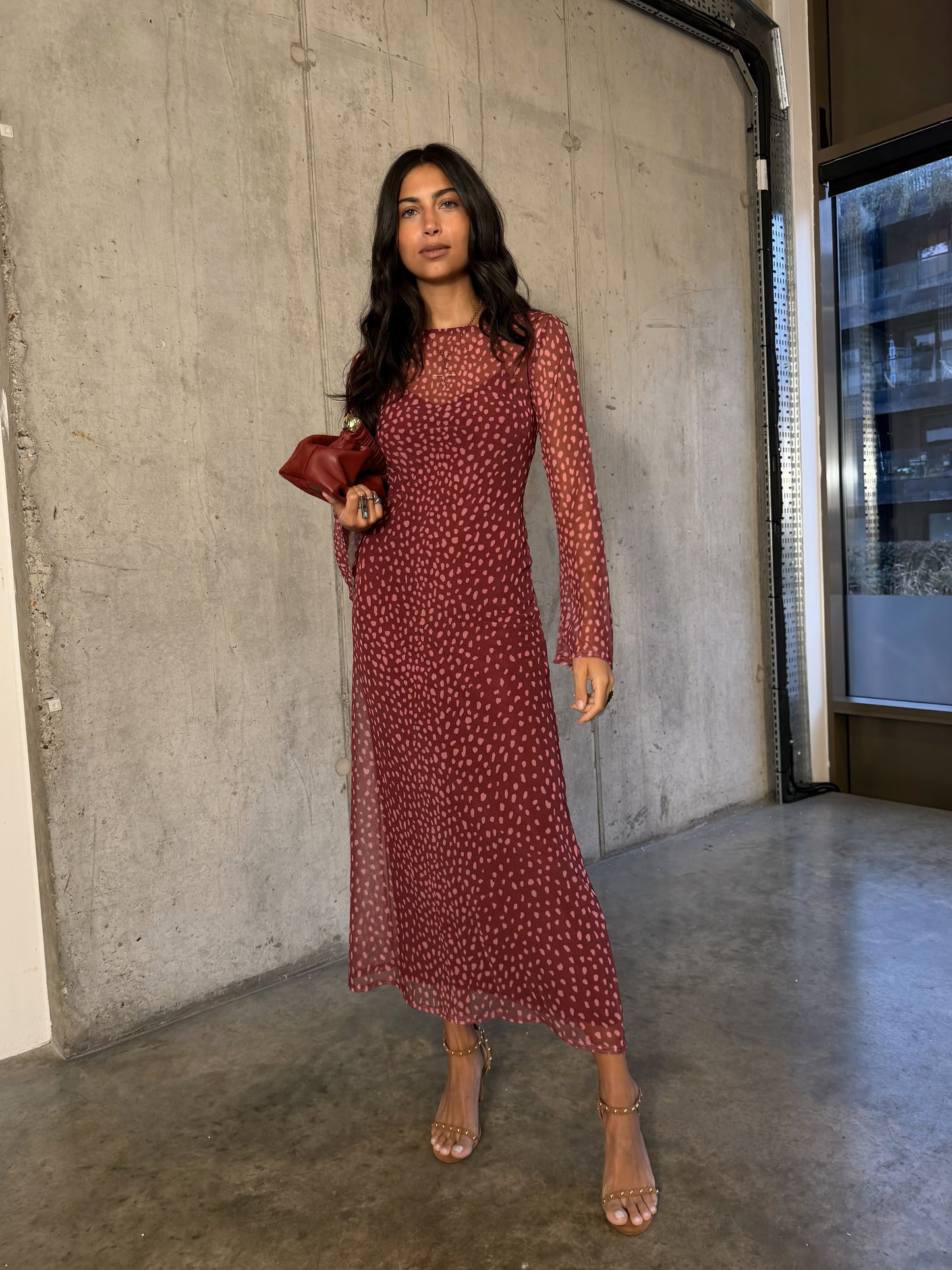 Burgundy Deer Aria Mesh Dress