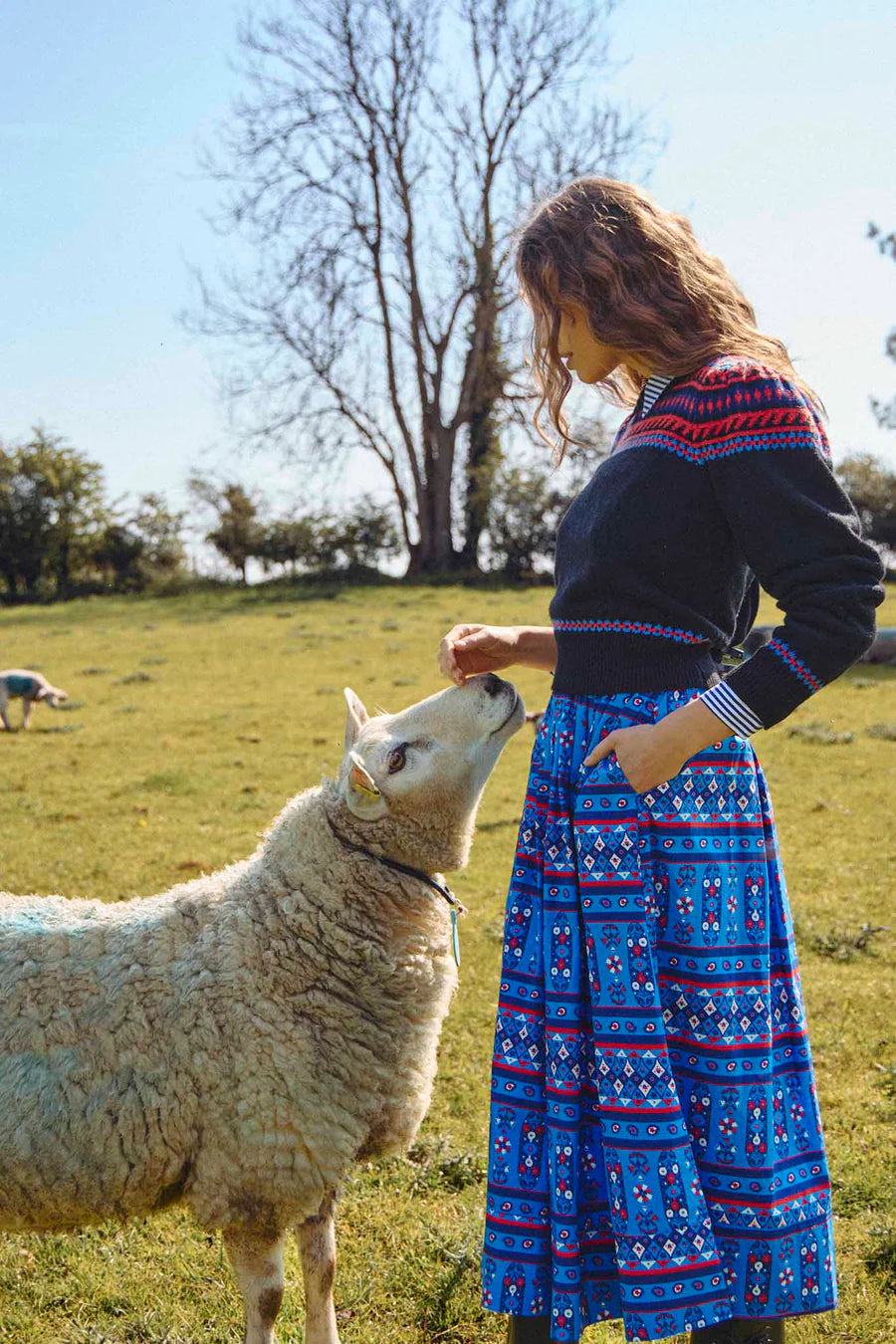 Tatum Skirt-Blue Block Print