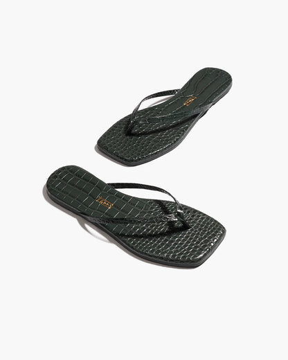 Square Toe Lily Croc in Emerald