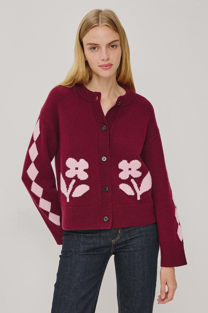 Mavie Cardigan - Garnet Daisy