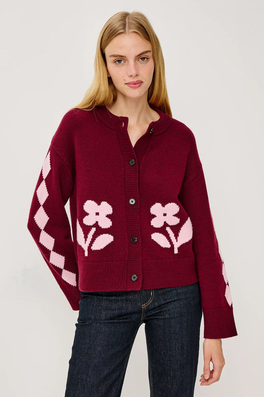 Mavie Cardigan - Garnet Daisy