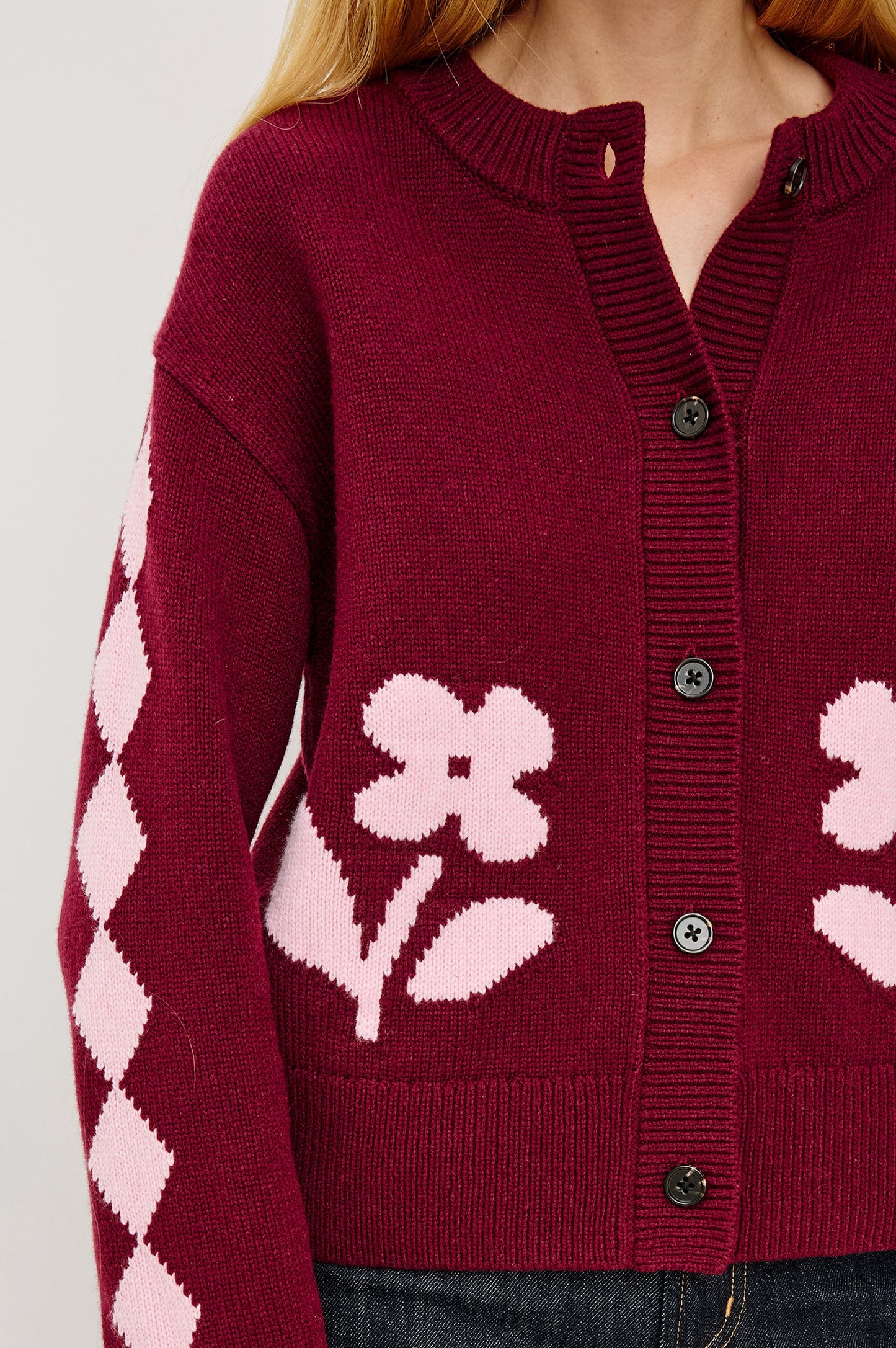 Mavie Cardigan - Garnet Daisy
