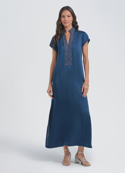 Meg Cap Sleeve Caftan - Navy