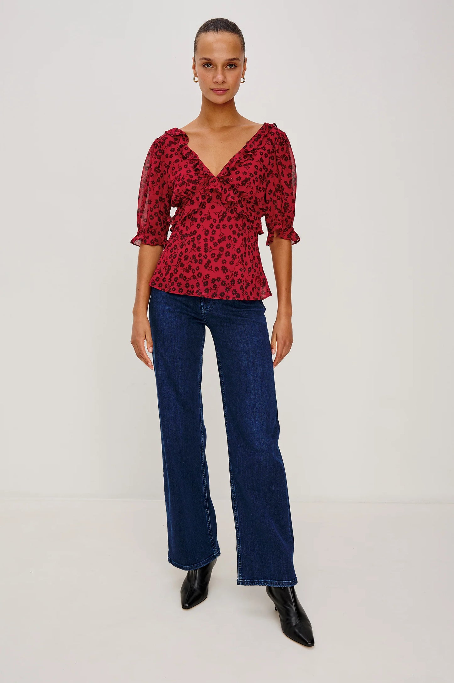 Miramar Top - Carmine Daisies