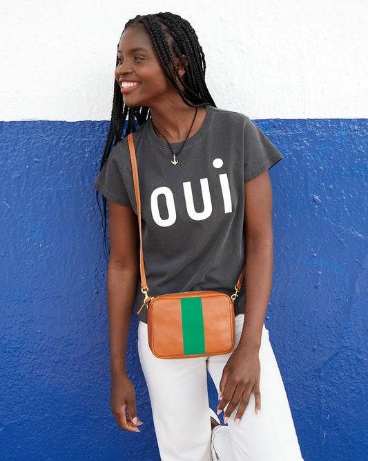 Midi Sac - Tan w/ Green Stripe