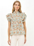Pintuck Ruffle Top - Montenegro Green