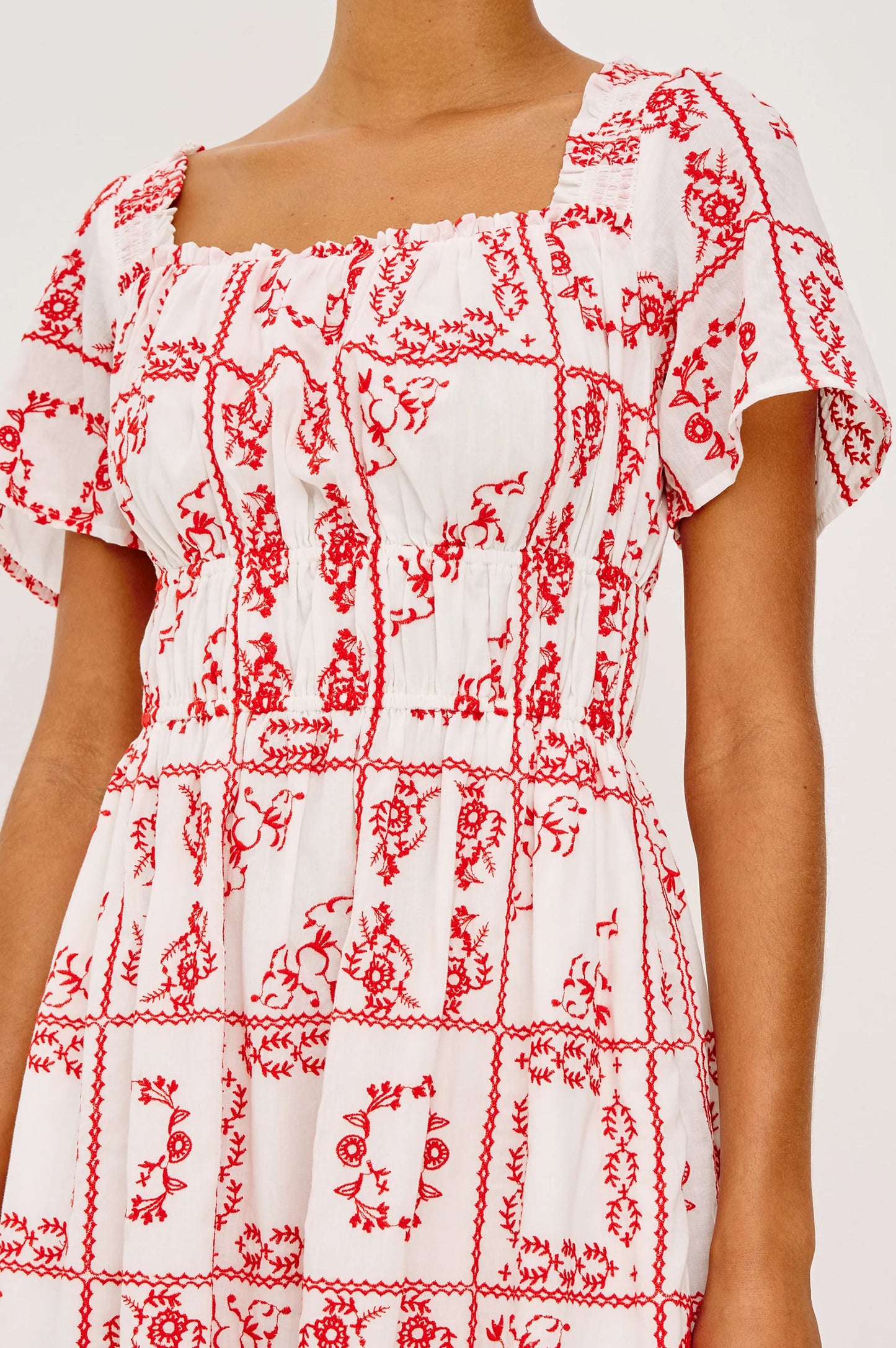 Nanette Dress - Ivory Red Handkerchief