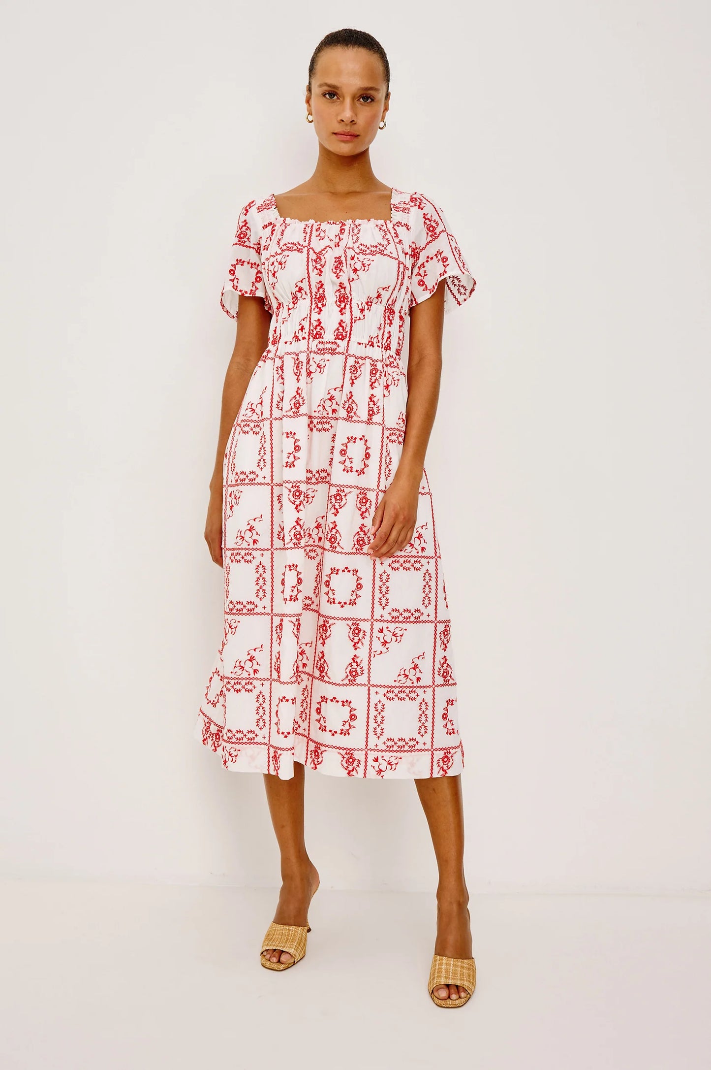 Nanette Dress - Ivory Red Handkerchief