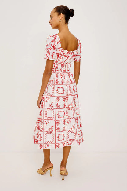 Nanette Dress - Ivory Red Handkerchief