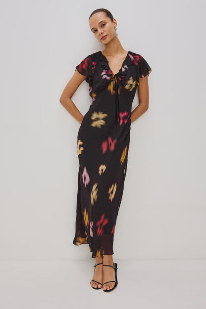 Neela Dress - Onyx Blurred Floral