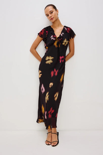 Neela Dress - Onyx Blurred Floral