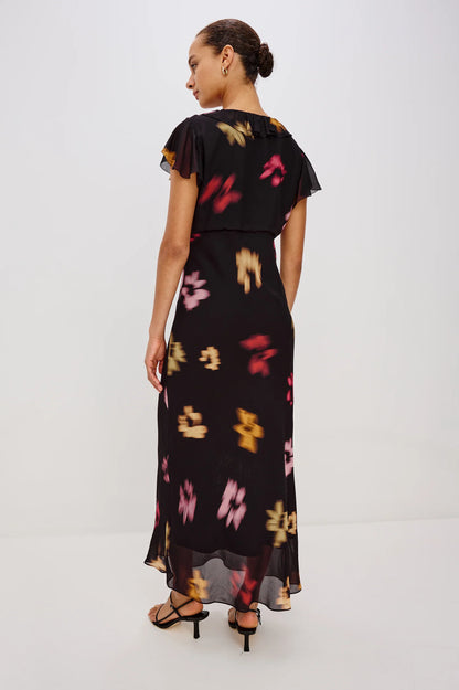Neela Dress - Onyx Blurred Floral