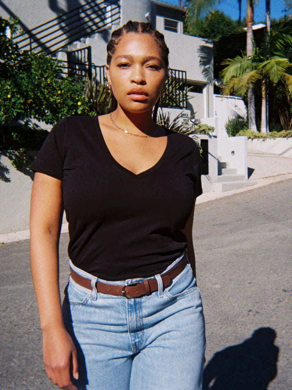 Blair Slim V-Neck - Black