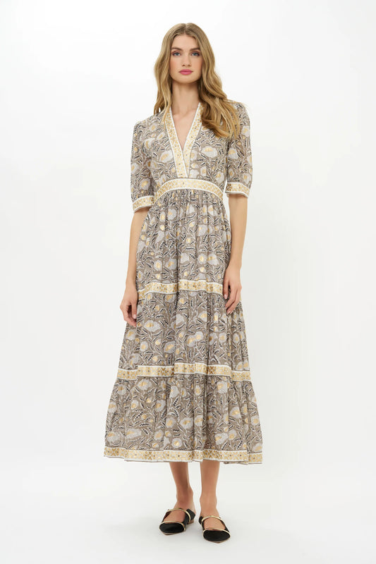 Cuffed V-neck Maxi - Birch Taupe