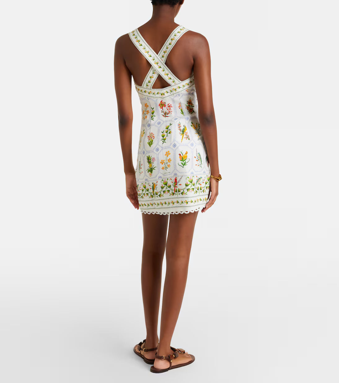 Tropical Porcelain Printed Linen Minidress