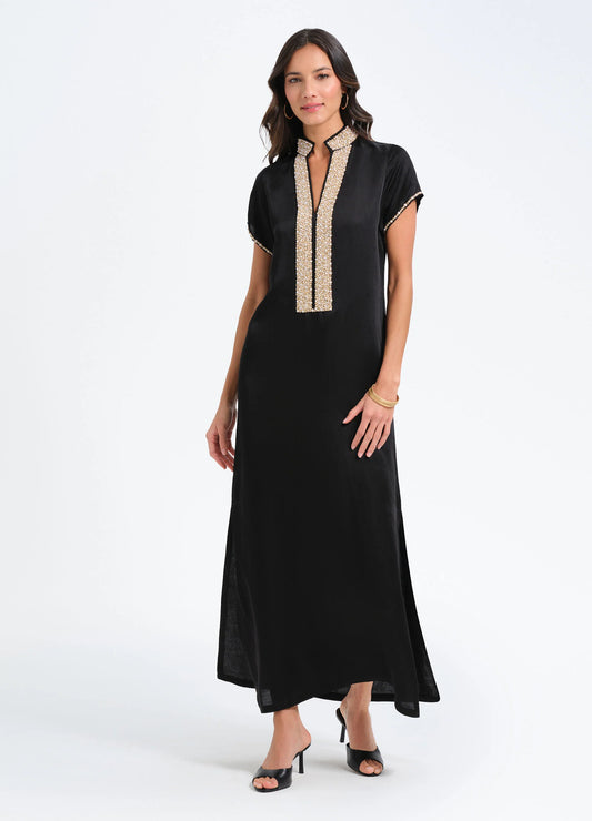 Meg Cap Sleeve Caftan - Black