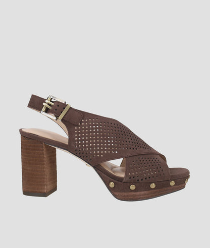Ambree Heel - Chocolate Perforated Nubuck