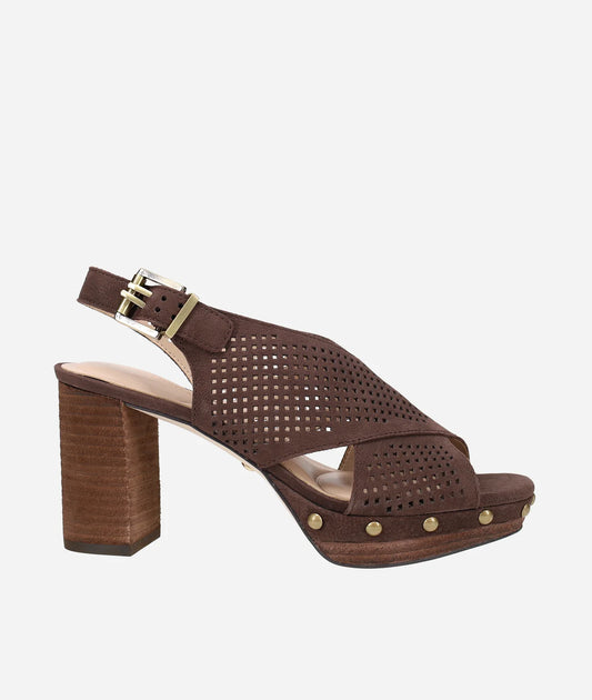 Ambree Heel - Chocolate Perforated Nubuck
