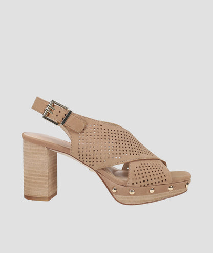 Ambree Heel - Latte Perforated Nubuck