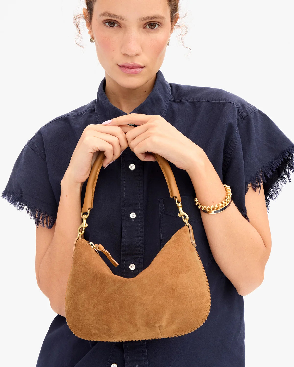 Petit Moyen Messenger - Suede w/ Whipstitch