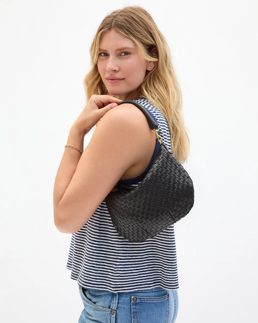 Petit Moyen Messenger - Black Woven Checker