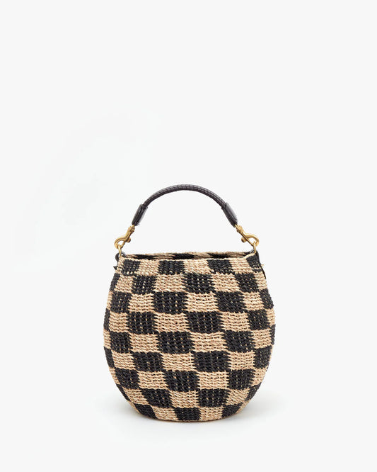 Pot de Miel Black & Natural Checker Woven Bag